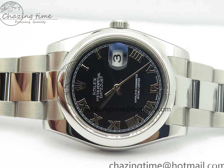 DateJust SS 36mm Best 904L SA3135 Bracelet 116200 Roman Dial SS On ARF Black Oyster 1:1 Edition 0322